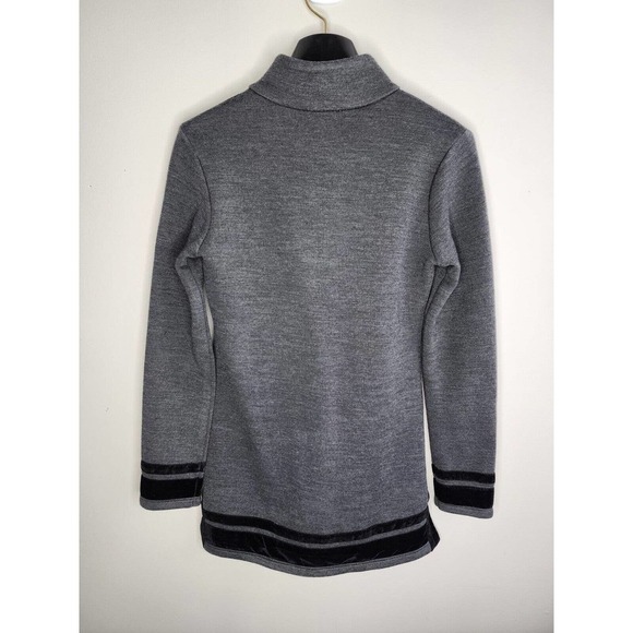 Soft Surroundings Runway Wool Blend Knit Tunic Sweater Velvet Trim Gray Size XS - Picture 4 of 10